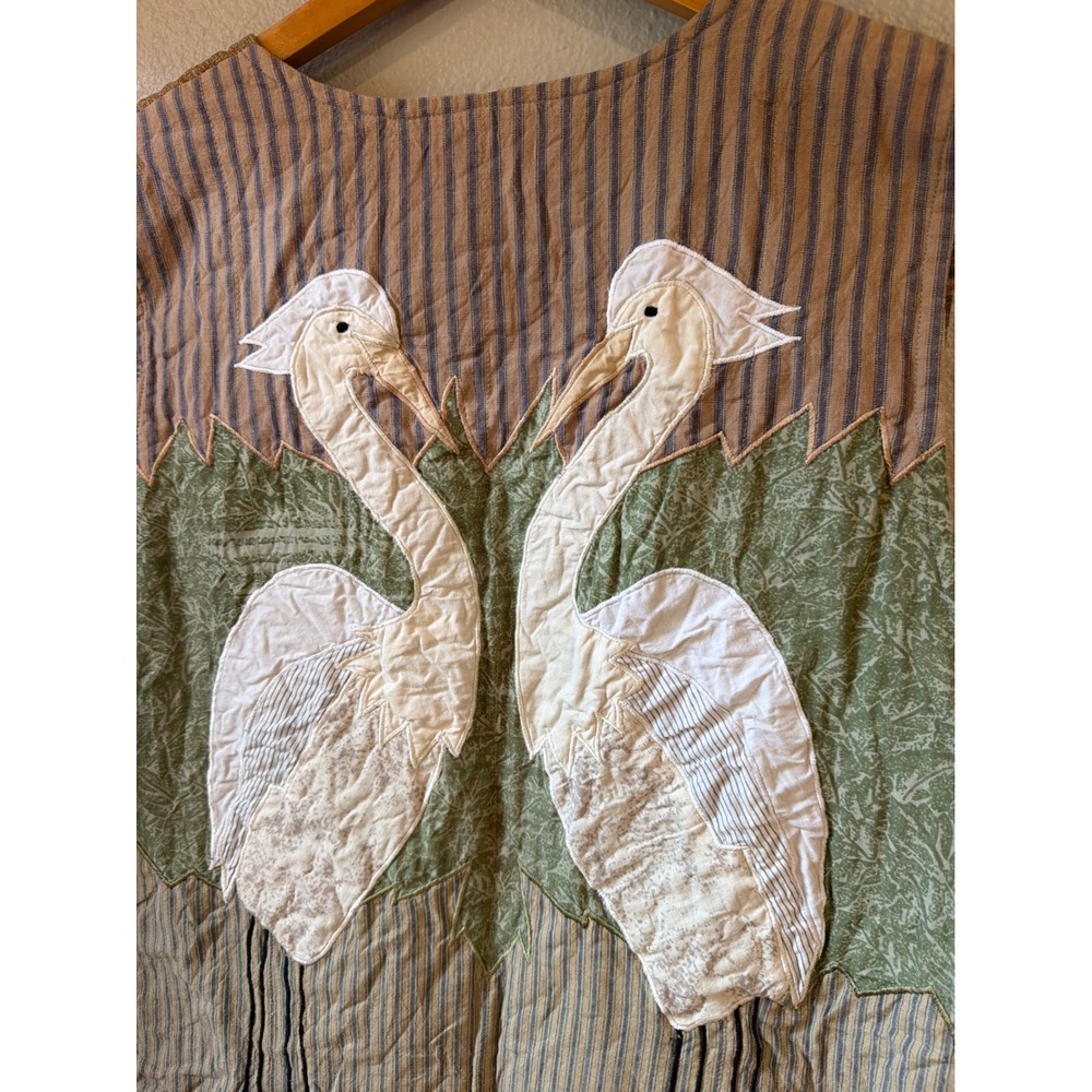 Quilted Applique Vest Women XL Blue Coastal Seagull Bird Artisan Novelty - Picture 4 of 7